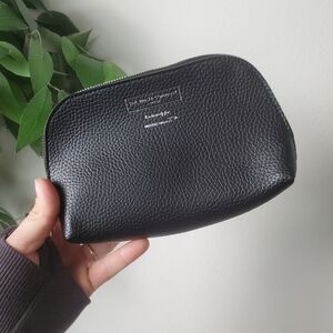 The White Company London British Airways Mini Travel Bag Black Pebbled Zip